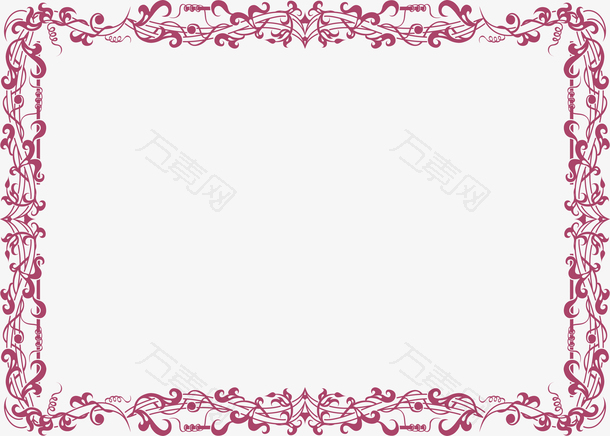 紫红色欧式花藤边框