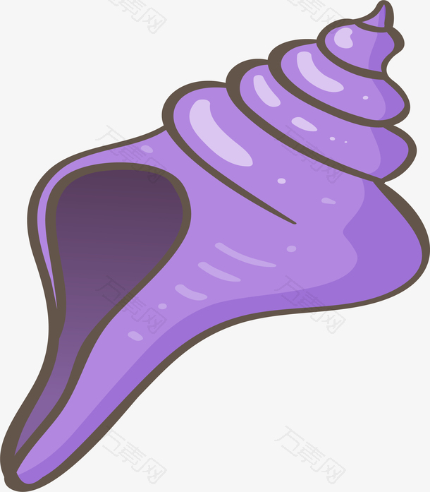 夏季海滩紫色海螺矢量素材