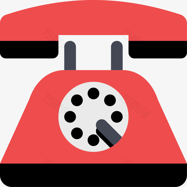 红色扁平化科技电话元素