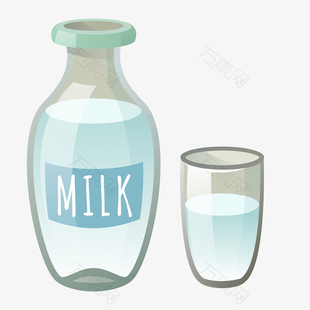 卡通牛奶瓶设计矢量图