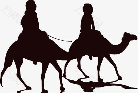 骑着骆驼剪影