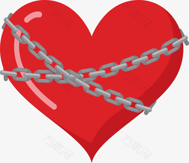 锁链缠绕的红色爱心