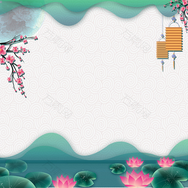 C4D中国风中秋节主图背景边框