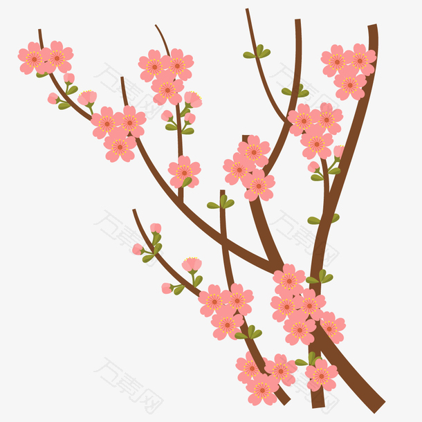 春天植物粉红桃花花瓣花朵矢量素