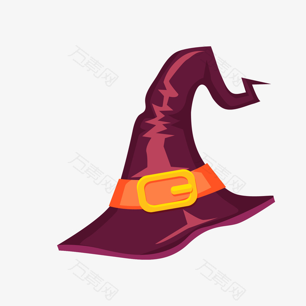 紫红色卡通万圣节巫师帽子