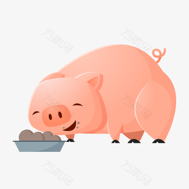 粉色小猪吃饭元素