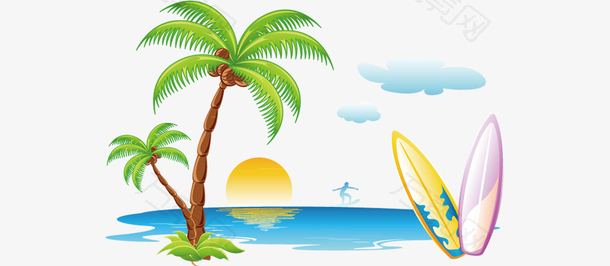 夏天的海滩椰树