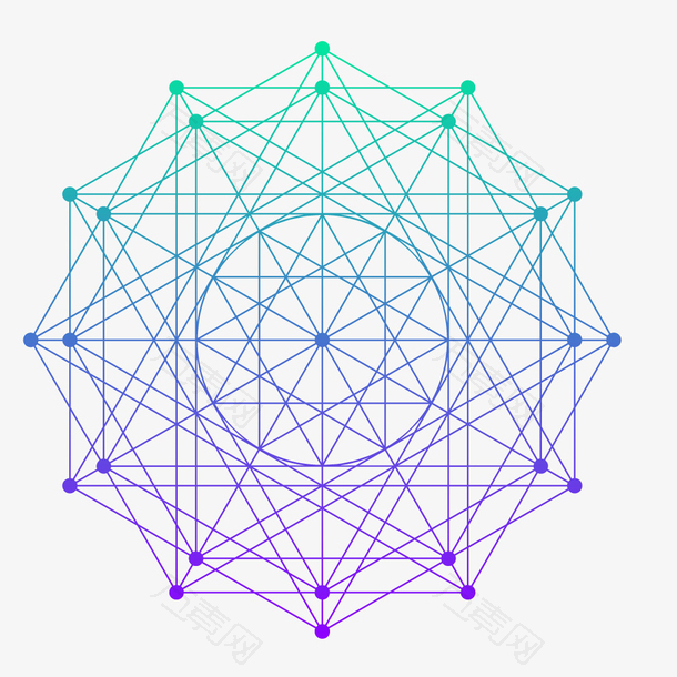 绿色紫色抽象线条几何流体渐变素