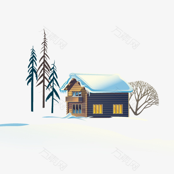 白色大雪房屋冬日图标