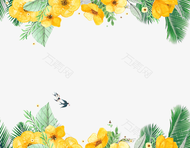 春季黄色花朵装饰边框