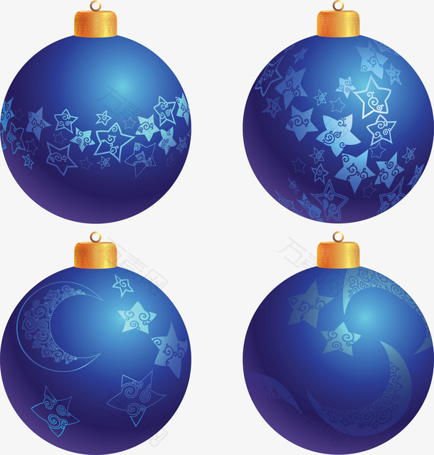蓝色圣诞装饰圆球