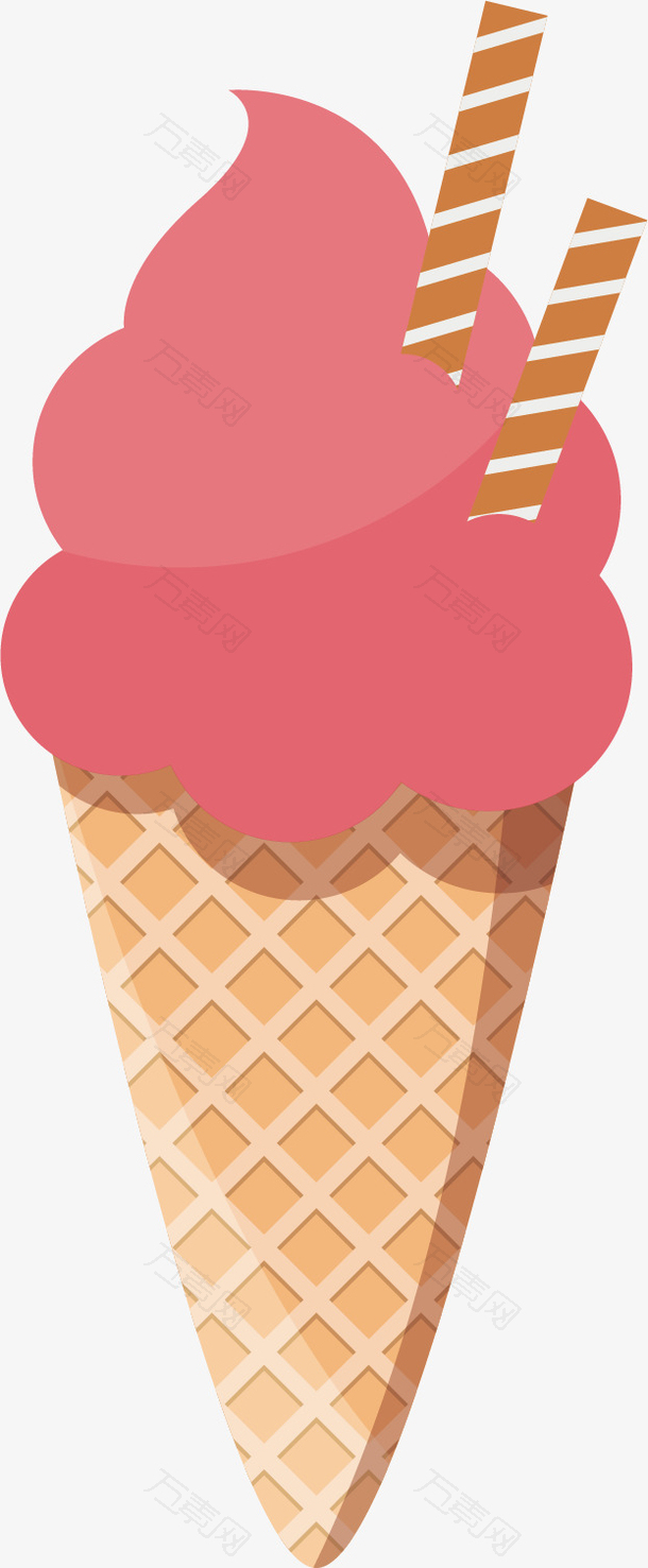 矢量图粉色草莓冰淇淋
