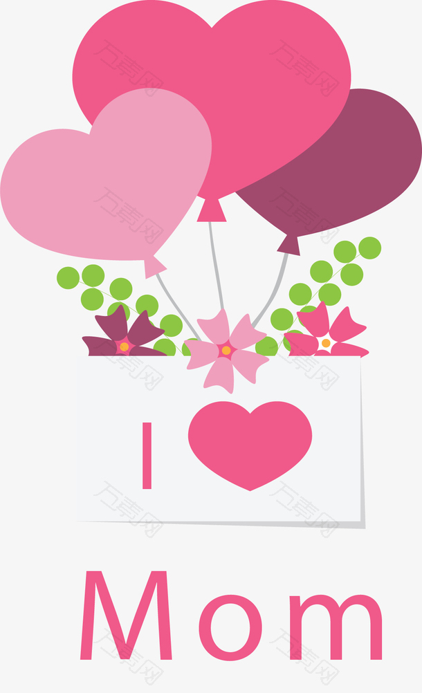 粉红爱心气球母亲节