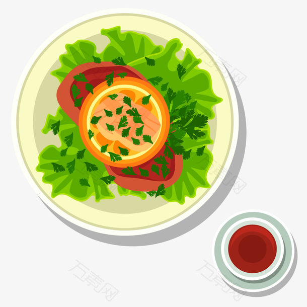 卡通美食蔬菜沙拉矢量素材