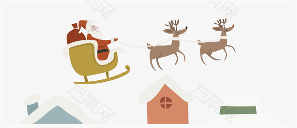 飞在空中的圣诞驯鹿车