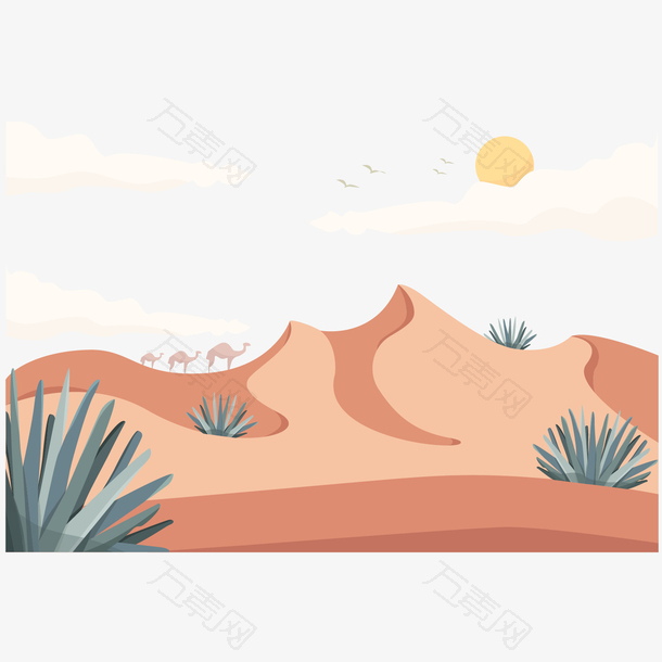 沙漠自然风景插画
