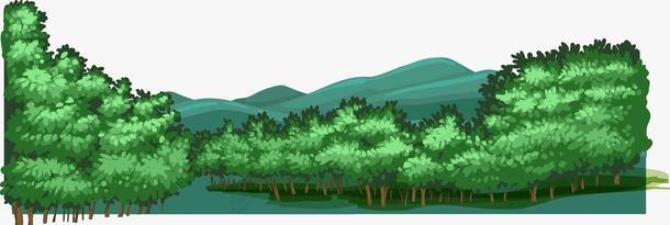 卡通自然山峰森林矢量素材