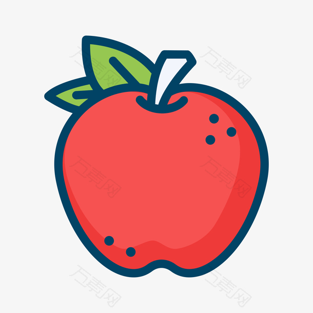 红色手绘弯曲苹果食物