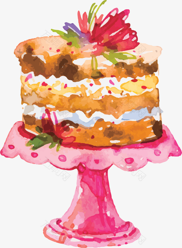 粉红手绘情人节蛋糕