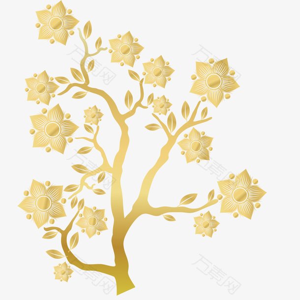 金色树木矢量装饰