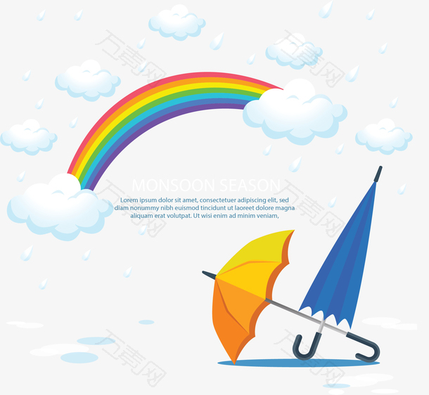 雨后彩虹雨季雨伞