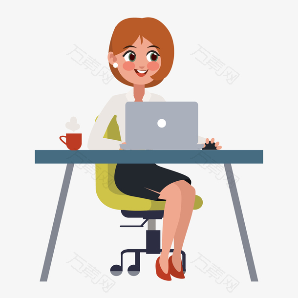 一位坐着用电脑的女白领