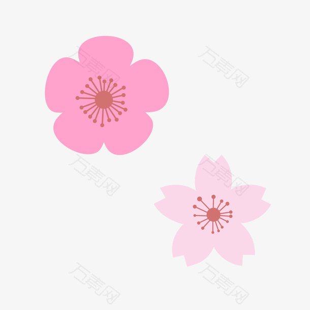 浪漫粉红色花朵春季樱花桃花素材