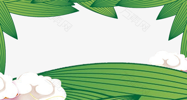 卡通手绘绿色粽子叶