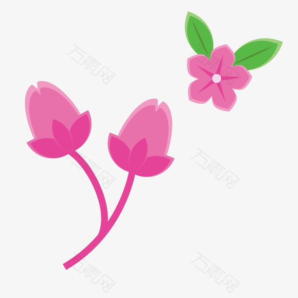 卡通手绘粉红色花骨朵春季樱花桃