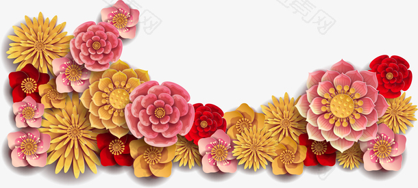 猪年海报花朵装饰边框矢量素材