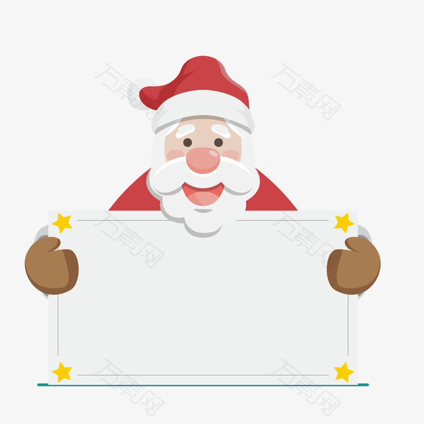 可爱笑脸举纸板的圣诞老人