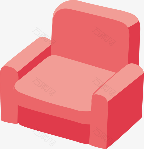 矢量图水彩粉色沙发