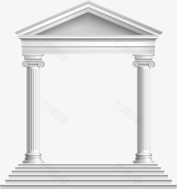矢量手绘罗马柱建筑