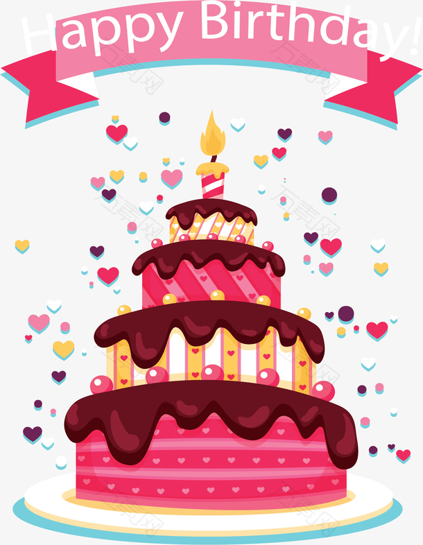 粉红浪漫生日蛋糕