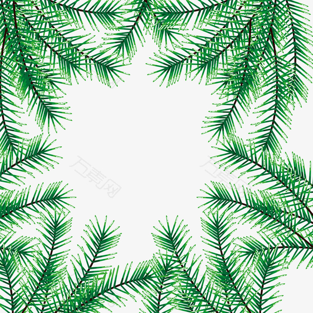 绿色松枝边框圣诞贺卡矢量