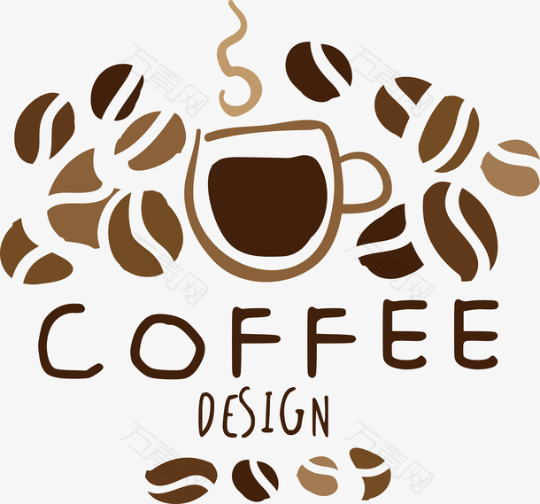手绘咖啡豆logo设计