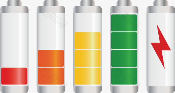 彩色的电池能源提示符号图标