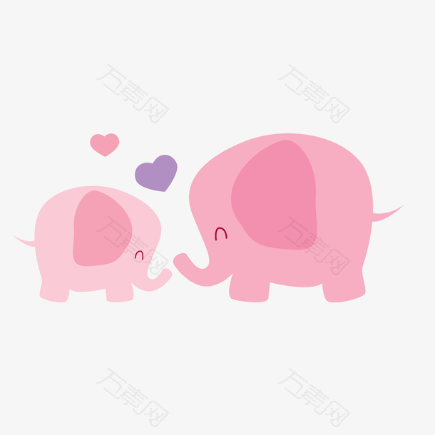 两只粉红色的小象