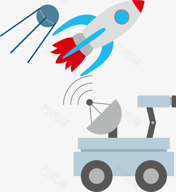 火箭月球车世界航空日卡通航天素