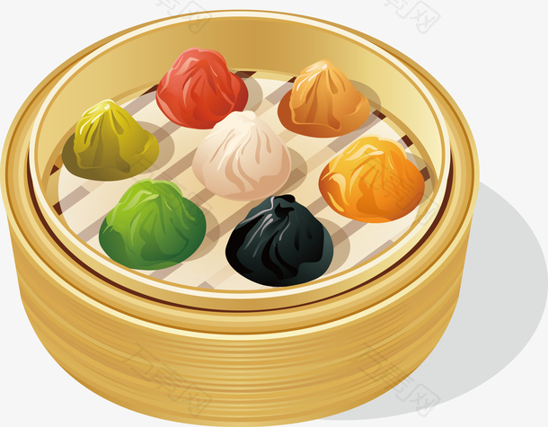 卡通五色饺子设计矢量图