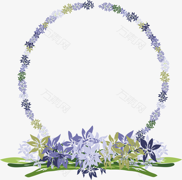 矢量装饰紫色花卉边框图案