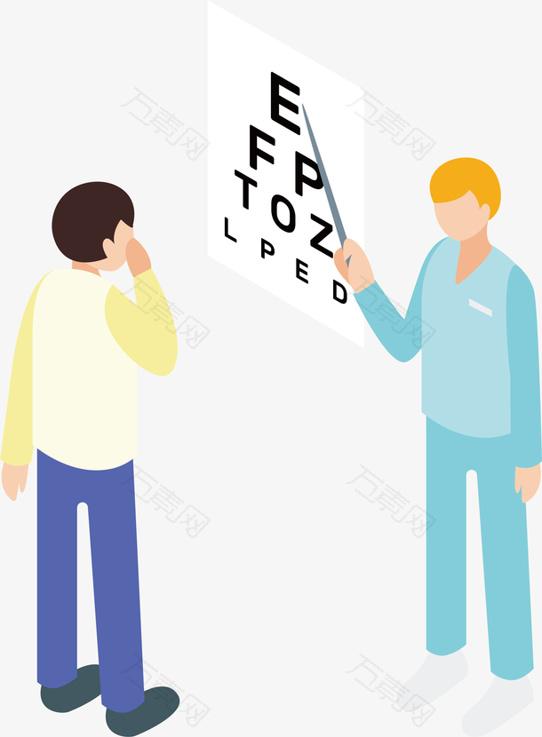卡通患者视力检查矢量素材