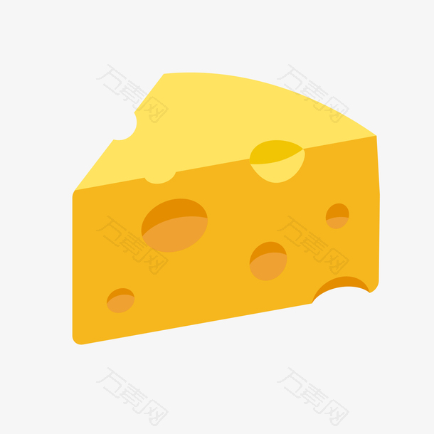 黄色立体三角形奶酪元素