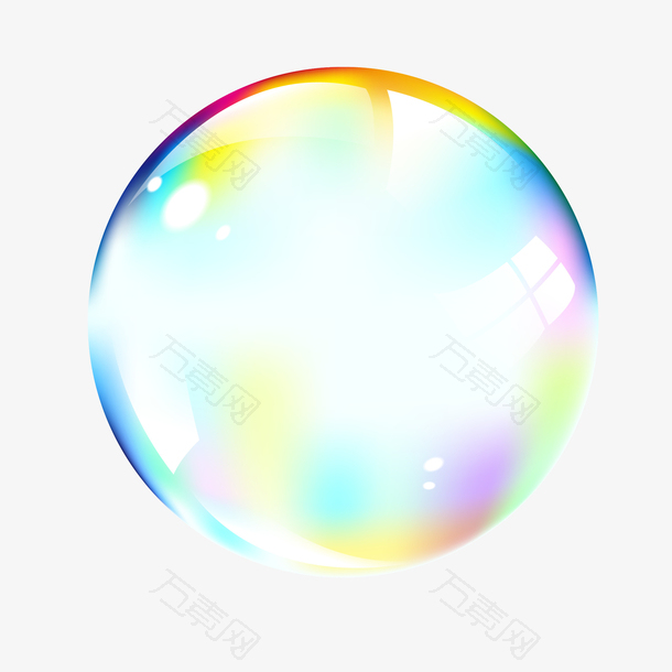 圆形水珠玻璃透明彩色矢量