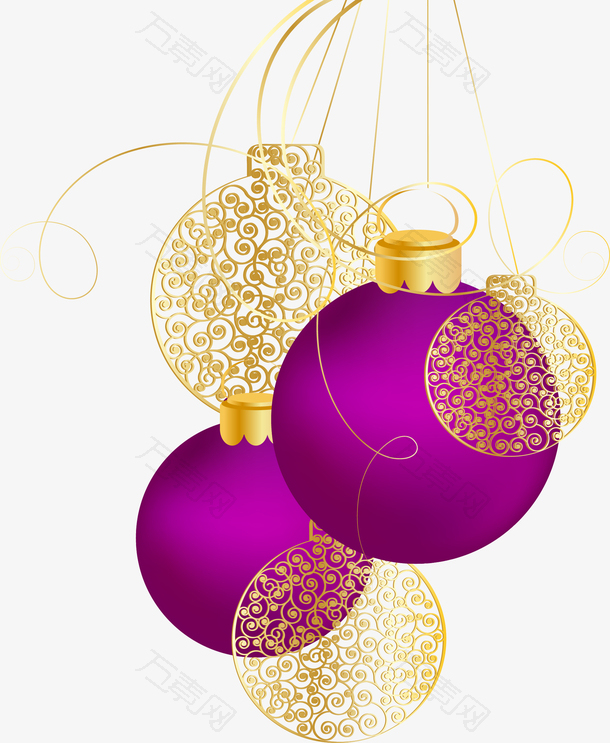 矢量紫色圣诞彩球