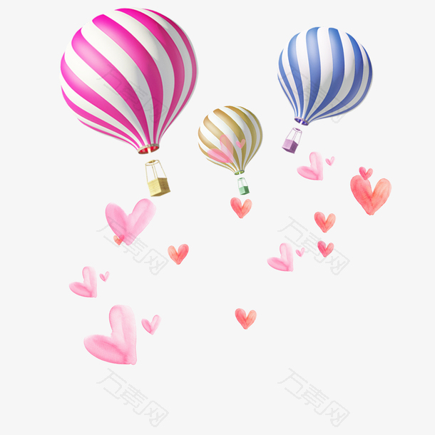 爱在情人节卡通爱心热气球装饰下
