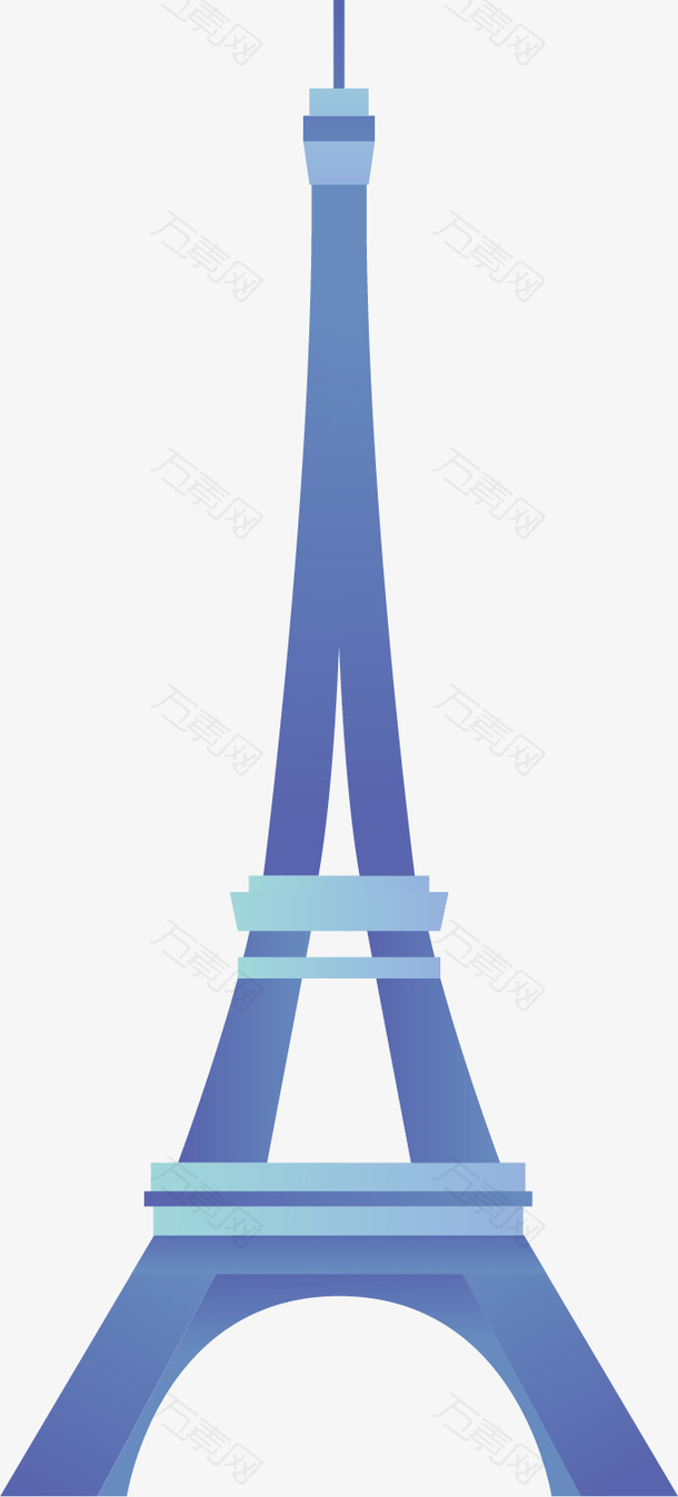 矢量图蓝色的巴黎铁塔