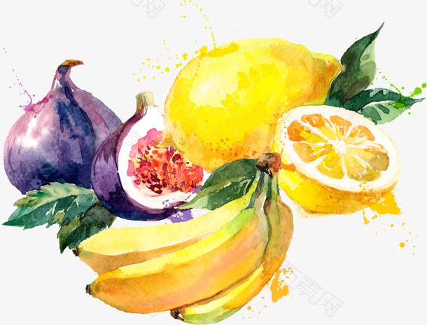 香蕉橙子柠檬水果PNG矢量素材