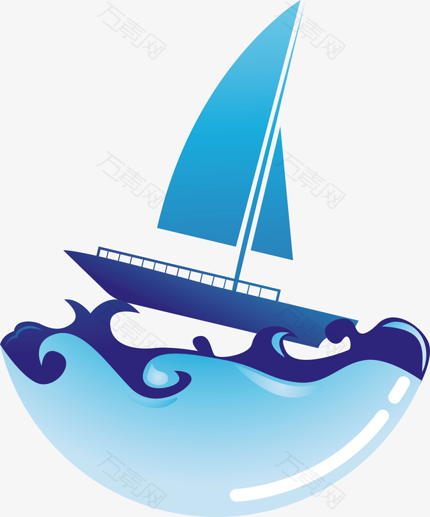 蓝色帆船浪花水滴节约用水保护水