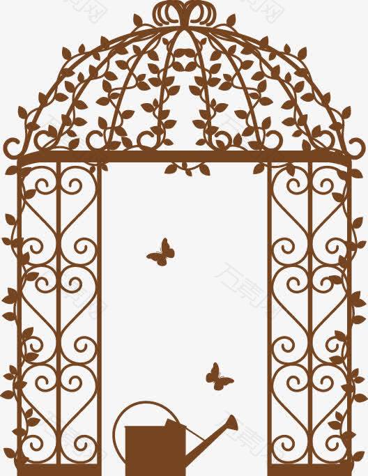 手绘铁制拱门花架图案